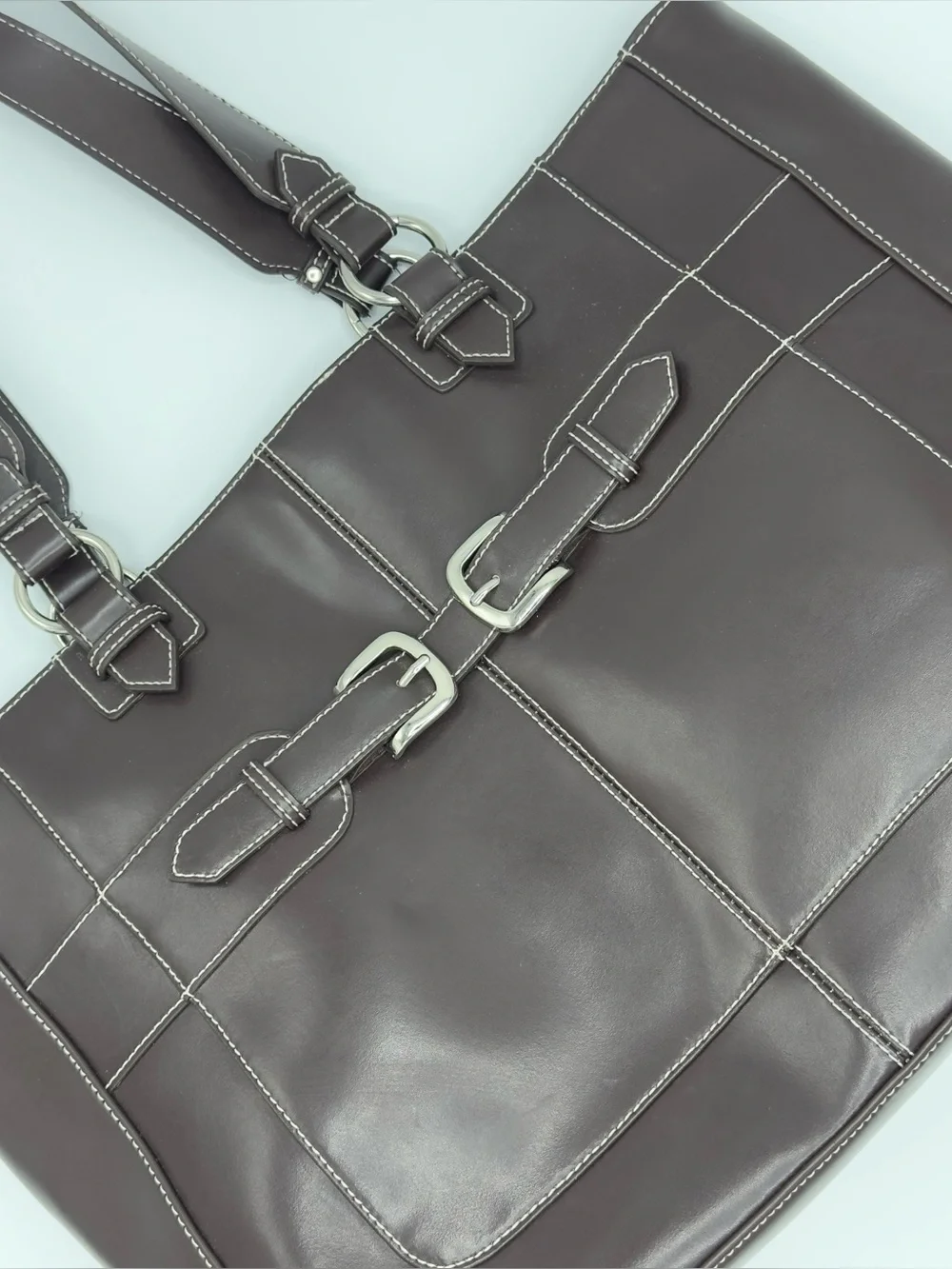 Wilsons Leather Dark Brown Tote with Silver Hardware